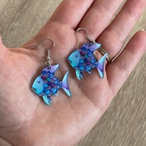 Blue Fish-Shaped Earrings
